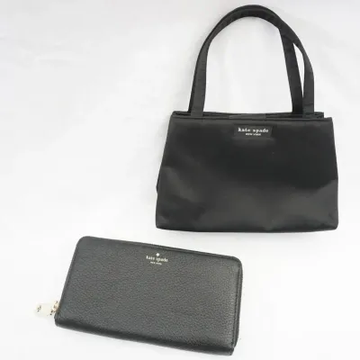 Kate Spade Black Leather Mini Handbag And Zip-Around Wallet