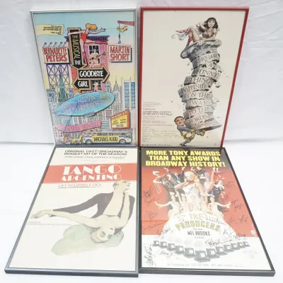4 Framed Theatre Cards - The Producers Cast Signed, Goodbye Girl