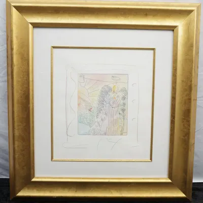 Peter Max "Angel With Heart" Hand-Finished Mixed Media Etching, 2003