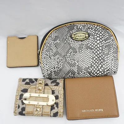 7 Piece Set - Michael Kors And Guess Wallets, Mirror, 3 Pc Cosmetic Set