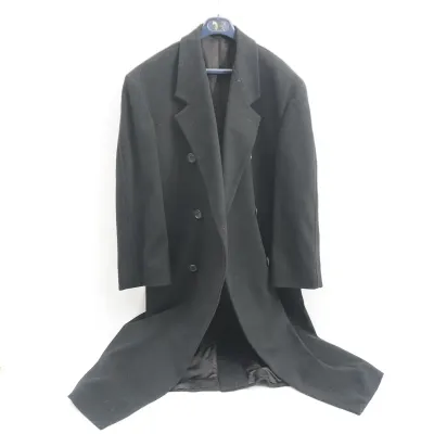 Ralph Lauren Black Vintage Double-Breasted Overcoat, Marked 38R