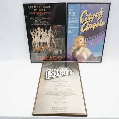 3 Framed Broadway Cards - Chicago 1975 Original Cast, City Of Angels