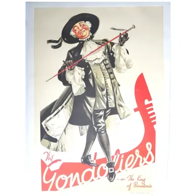 D'Oyly Carte "The Gondoliers" Stone Lithograph Poster On Linen