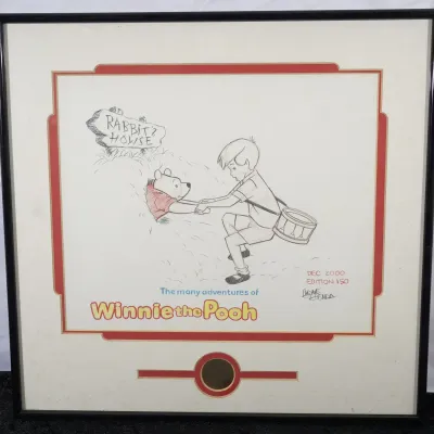 Winnie The Pooh "My Rabbit House" Disney Sketch, Signed Gene Gonda