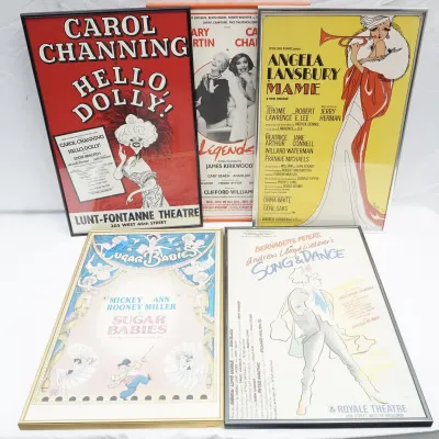 6 Vintage Broadway Window Cards - Hello Dolly, Sugar Babies, Legends