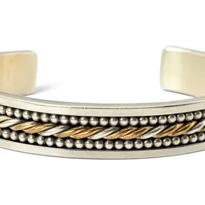 Sterling Silver & Gold-Filled Daniel Mike Navajo Cuff Bracelet (40g)
