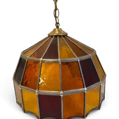 Amber Stained Glass Swag Lamp