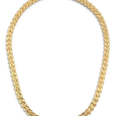 14k Gold Flat Wheat Link Necklace (30.81g)
