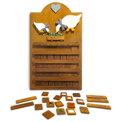 Vintage Wooden Country Geese Perpetual Wall Calendar