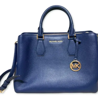 Michael Kors Navy Blue Pebbled Leather Tote Bag (Authentic w/ COA!)