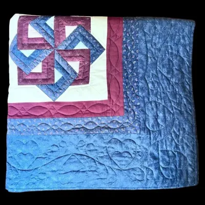 Hand-Stitched Star Spin Amish Quilt (107'' x 99”)
