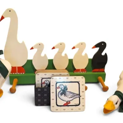 Ceramic Duck Figurines, Peg Hook, & Coasters