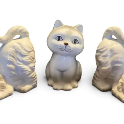 Lefton Ceramic Cat Bookends & Otagiri Cat Bank