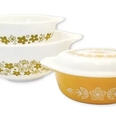 Pyrex Spring Blossom Cinderella Mixing Bowls & Butterfly Gold Oval Casserole Dish