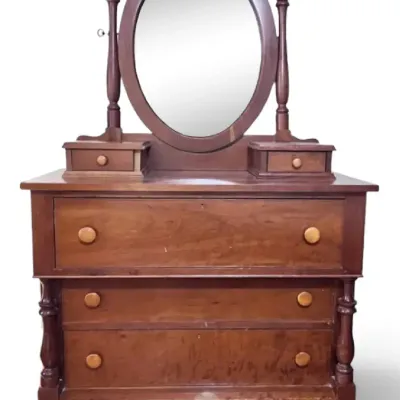Solid Cherry Empire Dresser With Oval Mirror