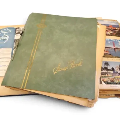 Vintage Scrapbooks with Travel Photos, Brochures, Tickets, & Ephemera