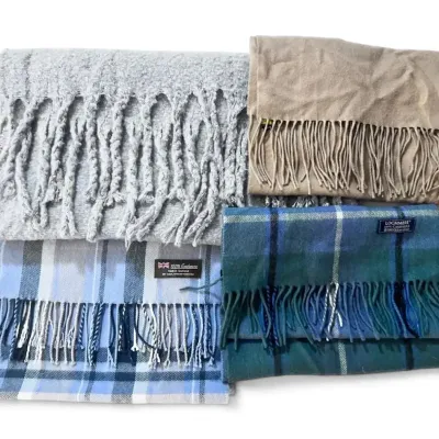 100% Cashmere Scarves & Soft Gray Shawl
