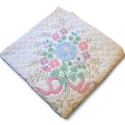 Hand-Stitched Floral Quilt (84" x 84")