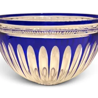 Blue Cut-to-Clear Crystal Bowl (6.25" × 9.75")