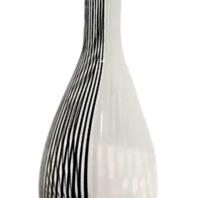 Art Glass Black & White 10.5" Striped Vase (Not Signed)