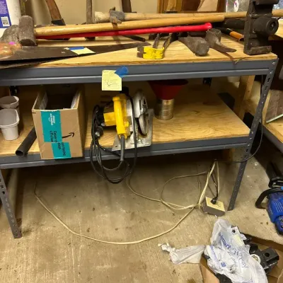 Trio Of Wood And Metal Storage Shelves