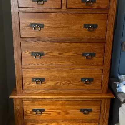 Handcrafted Amish Mission Style Tall boy Chest Of Drawers