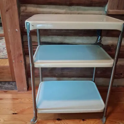 Retro Metal Rolling Cart With Shelves