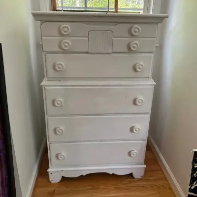 Vintage White Painted Chest Of Drawers