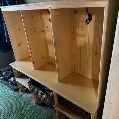 Wooden Foyer, Coat, And Shoe Storage Unit