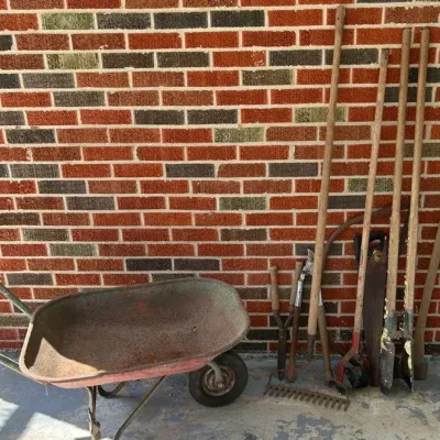 Yard Tools With Wheel Barrow