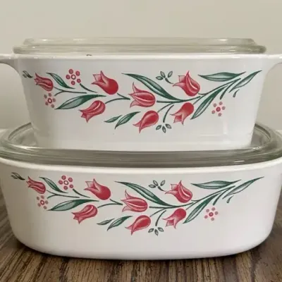 Vintage Corning Ware Rosemarie Lidded Casserole Dishes