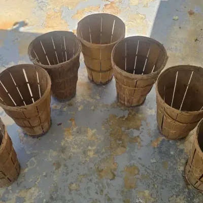 Vintage Pecan Harvest Baskets & Printed Burlap Pecan Sacks