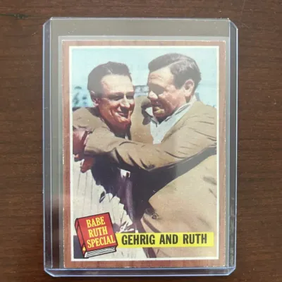 1962 Topps Baseball Card. Babe Ruth - Gehrig and Ruth. Card #140