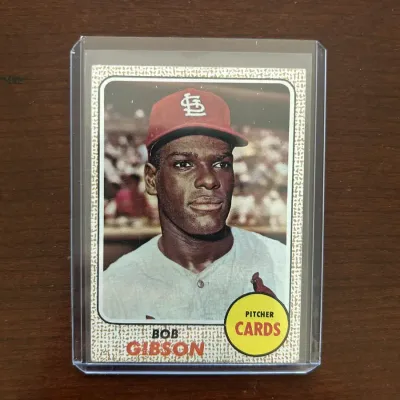 1968 Topps Baseball Card. Bob Gibson - St. Louis Cardinals. Card #100