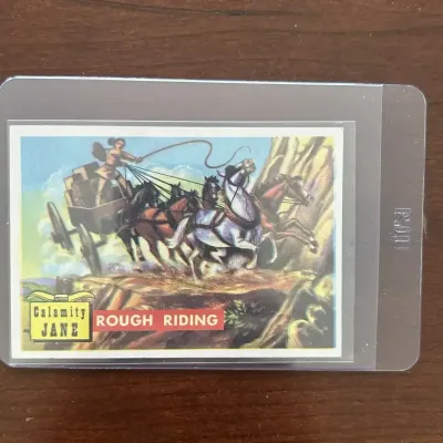 1956 Topps Roundup Collector Card. Calamity Jane - Rough Riding. Card #17