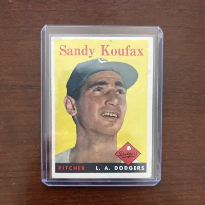 1958 Topps Baseball Card. Sandy Koufax - Los Angeles Dodgers. Card #187