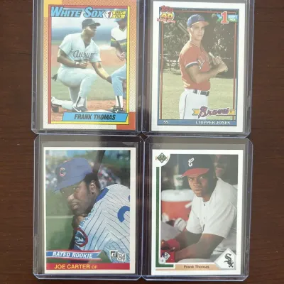 Vintage Rookie Baseball Cards. Frank Thomas, Chipper Jones, and Joe Carter