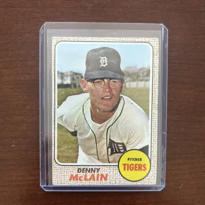 1968 Topps Baseball Card. Denny McLain - Detroit Tigers. Card #40