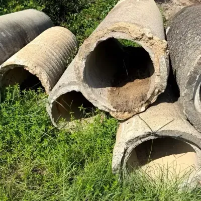 Four Heavy-Duty Precast Concrete Culvert Pipes