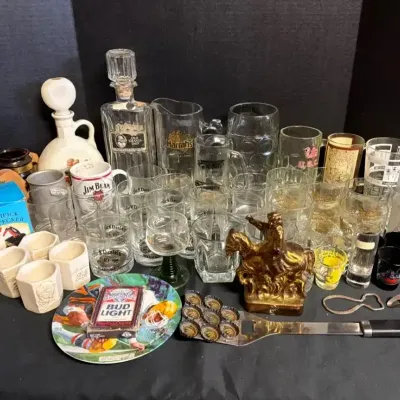 Barware Featuring Jack Daniel’s, Jim Beam & Beer Mugs