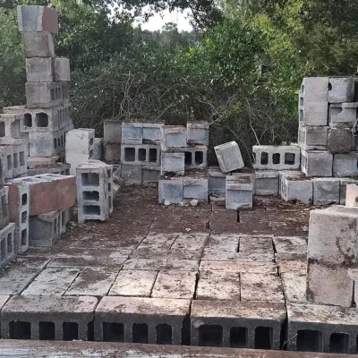 Large Quantity of Weathered Concrete Cinder Blocks