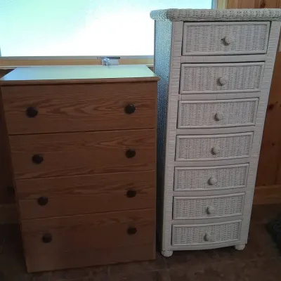 Summer Oak Chest & Seven-Drawer Wicker Chest