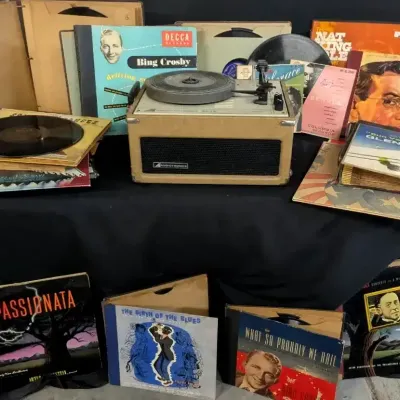 Audiotronics 304E Record Player & Vinyl Albums