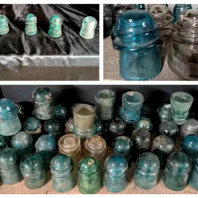 47 Glass Electrical Insulators Featuring Brookfield & Hemingray