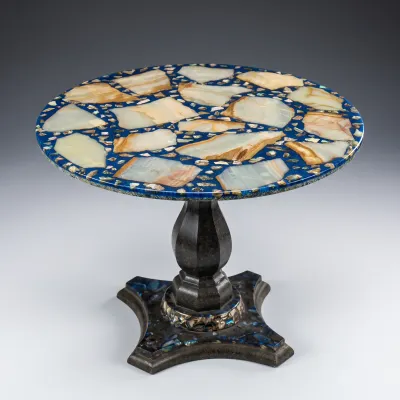 Sale Photo Thumbnail #182: Hollywood Regency inlaid onyx table