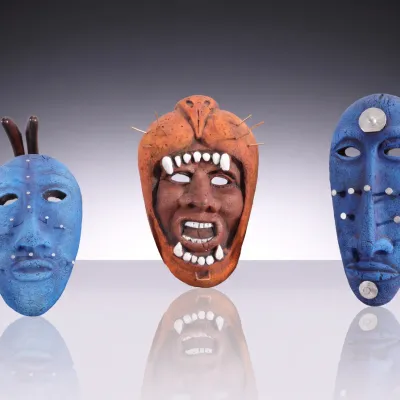 Sale Photo Thumbnail #104: Trio of Contemporary Pottery Masks