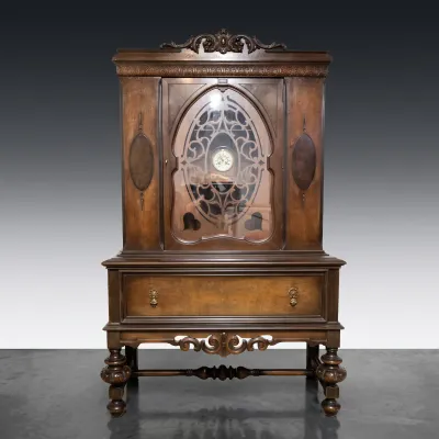 Sale Photo Thumbnail #206: Jacobean Revival china hutch- curio cabinet