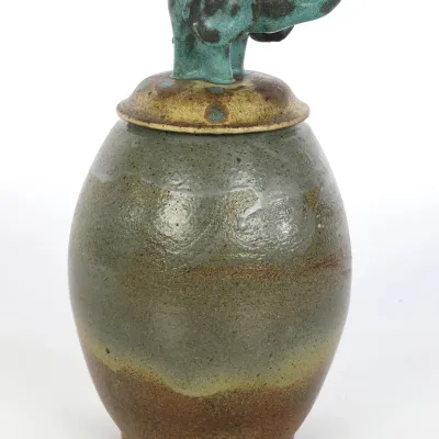 Sale Photo Thumbnail #90: John Bowers lidded Art Pottery Vessel