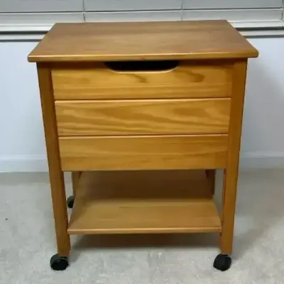 Wooden Rolling Sewing Table / Craft Cabinet