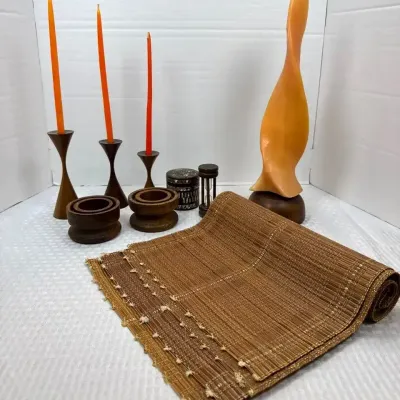 Warm Mid-Century Wood & Amber Decor